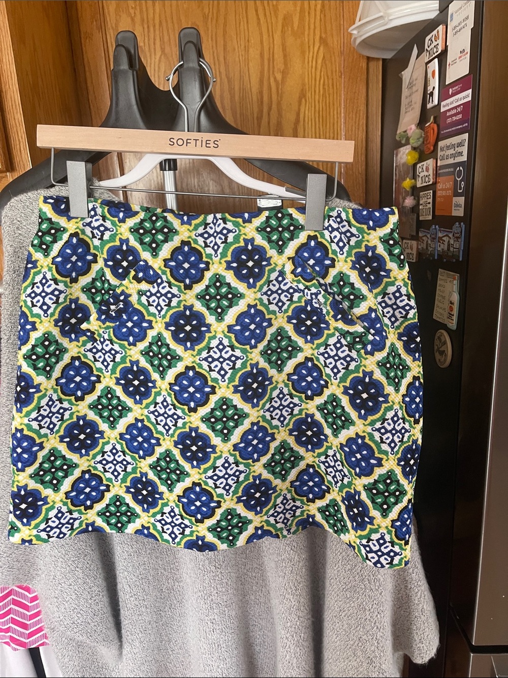 Pappagallo Skort Woman Large Blue Green Pink Geometric